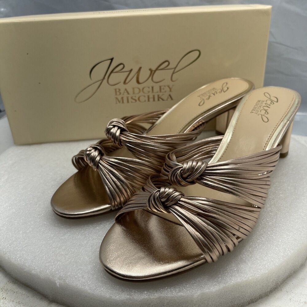 Jewel Badgley Mischka Cheryl Evening Mule Sandals, Rose, Women Size 7 Item#831